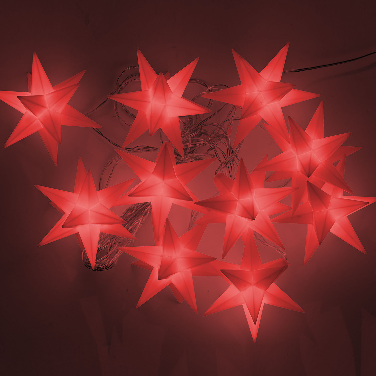 MARELIDA LED-Lichterkette 10 schwarze Sterne beleuchtet Dekolichterkette  Weihnachten 0,9m, 10-flammig