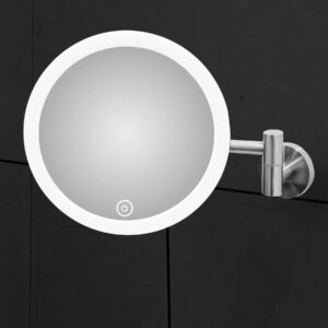 AMARE Luxus Schminkspiegel mit LED und Wandhalterung und Akku, 18 cm Durchmesser