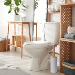 AMARE WC-Bürste mit Halter 9 x 21,5 cm - weiß mit Bambus